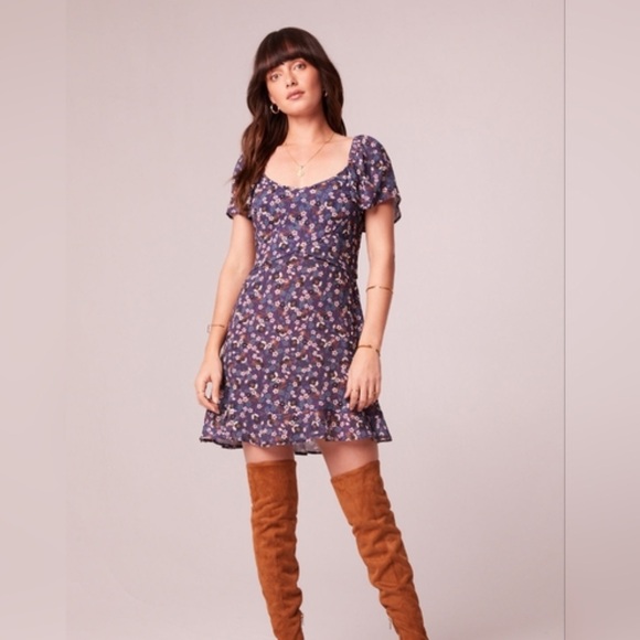 Band of the free Caroline Purple floral crossover mini dress size small - Picture 2 of 8